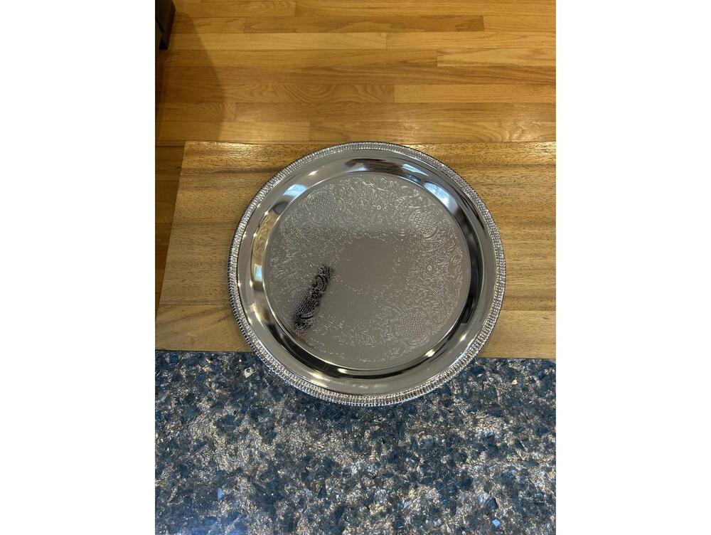 International Silver Co Silver Plated Tray w/ Ornate Design